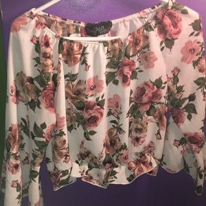 Floral white off the shoulder shirt